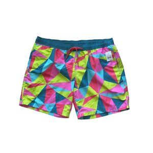 Mad Engine Mens Swim Trunks Geometric Multicolor Size XL 39 inch Elastic Waist